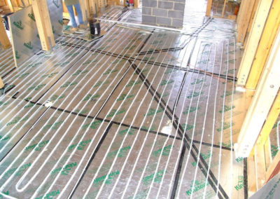 Underfloor heating installation in kitchen extension